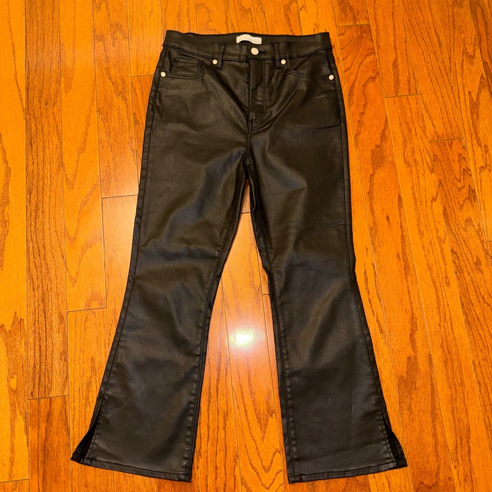 LOFT The Kick Crop Faux Leather Flare Pants 🖤